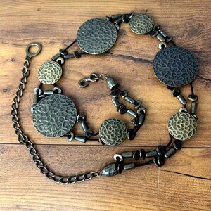 Vintage Bronze-Tone African-Inspired Belt Chain With Textured‎ Discs adjustable